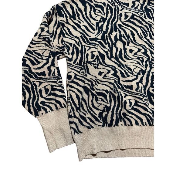 Anthropologie Maeve Boat Neck Sweater Tiger Stripe in Camel Tan & Black Sz M - Picture 8 of 10